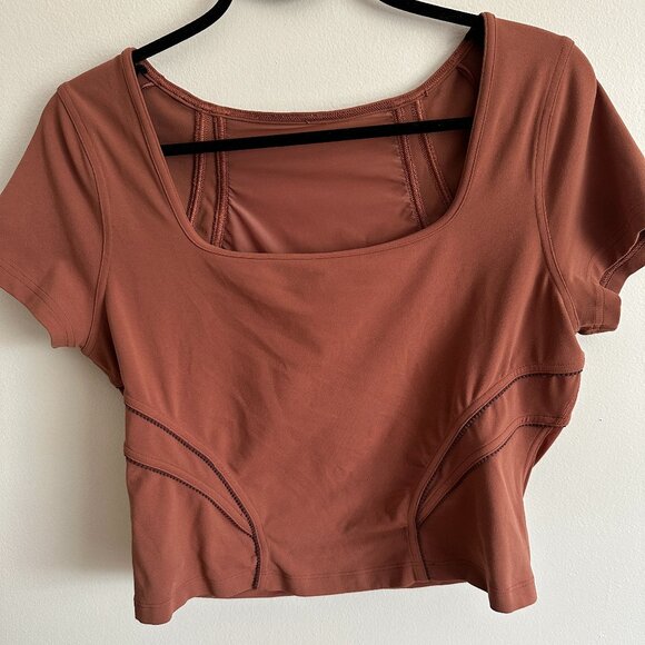 lululemon Square Neck Mesh and Nulu Yoga T-Shirt - Picture 4 of 11